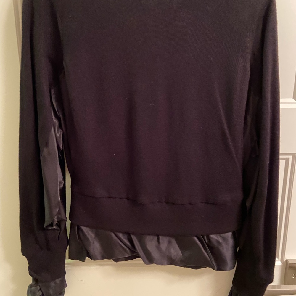 Noir Kei Ninomiya Black Long-Sleeve Sweater with Satin Details